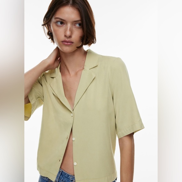 EUC Y2K First Issue Liz Claiborne Cropped Ramie Blend Button Down Shirt - Picture 4 of 11